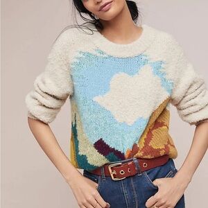 Sleeping on Snow anthropologie landscape scenic sweater intarsia 36233